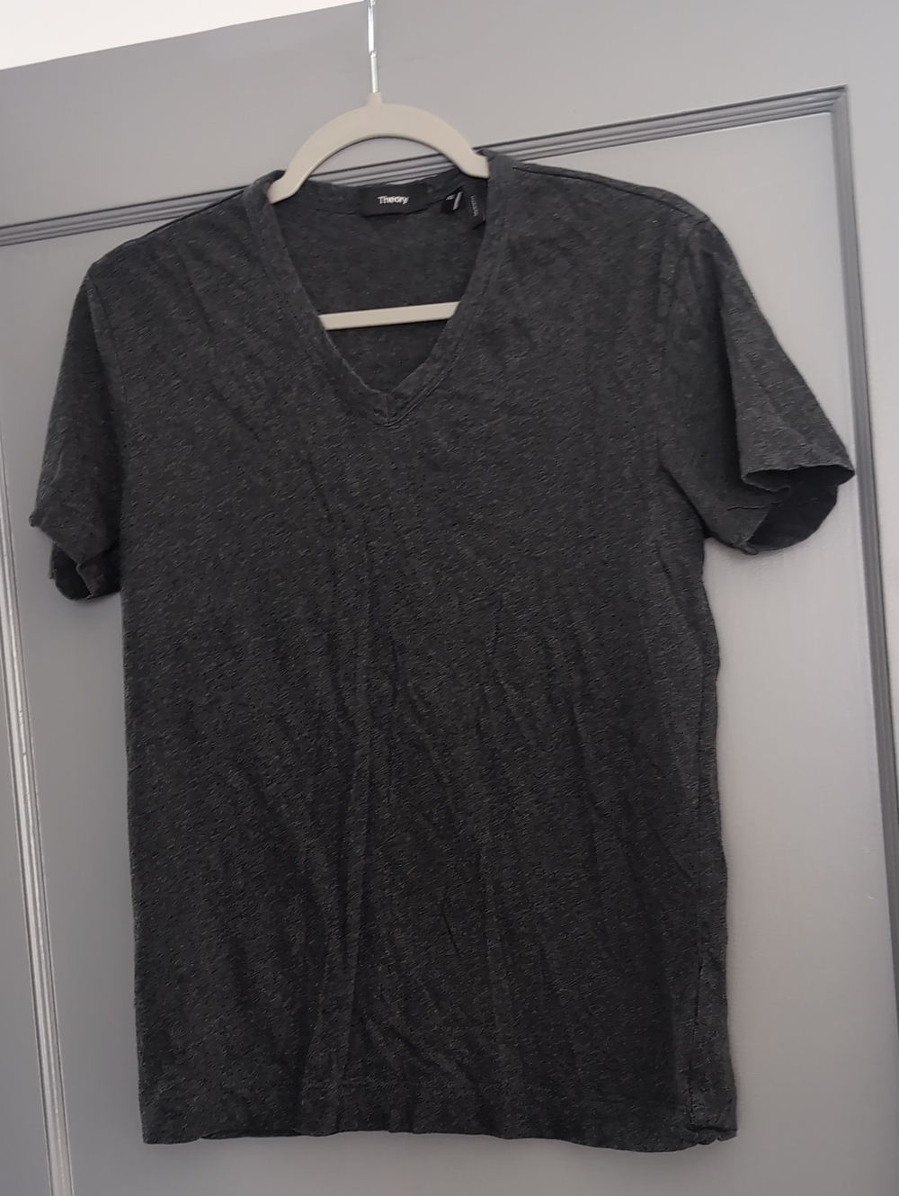 Theory Men's Dark Charcoal V-Neck Short Sleeve Tee XS